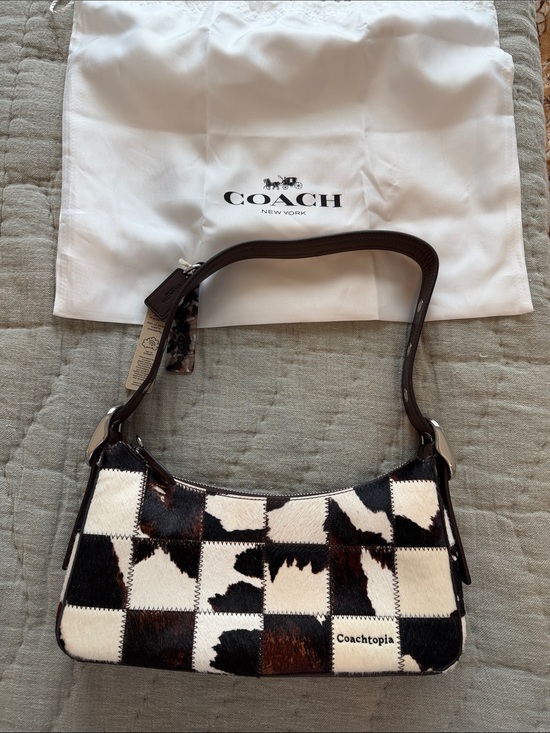 Coachtopia Handbags - Coach Cowhide Patchwork Shoulder Bag in Black & White